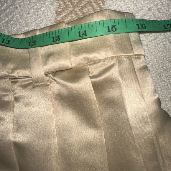 NWT J Crew Women's Sz 8 Yellow Gold Pleated Wrap Satin Skirt A Line - Picture 9 of 10